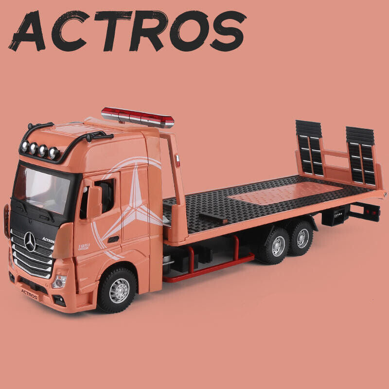 Diecast Toy Deck Flatbed Trailer Model Truck Car Alloy Transporter Vehicle Kids