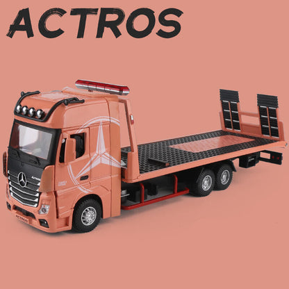 Diecast Toy Deck Flatbed Trailer Model Truck Car Alloy Transporter Vehicle Kids