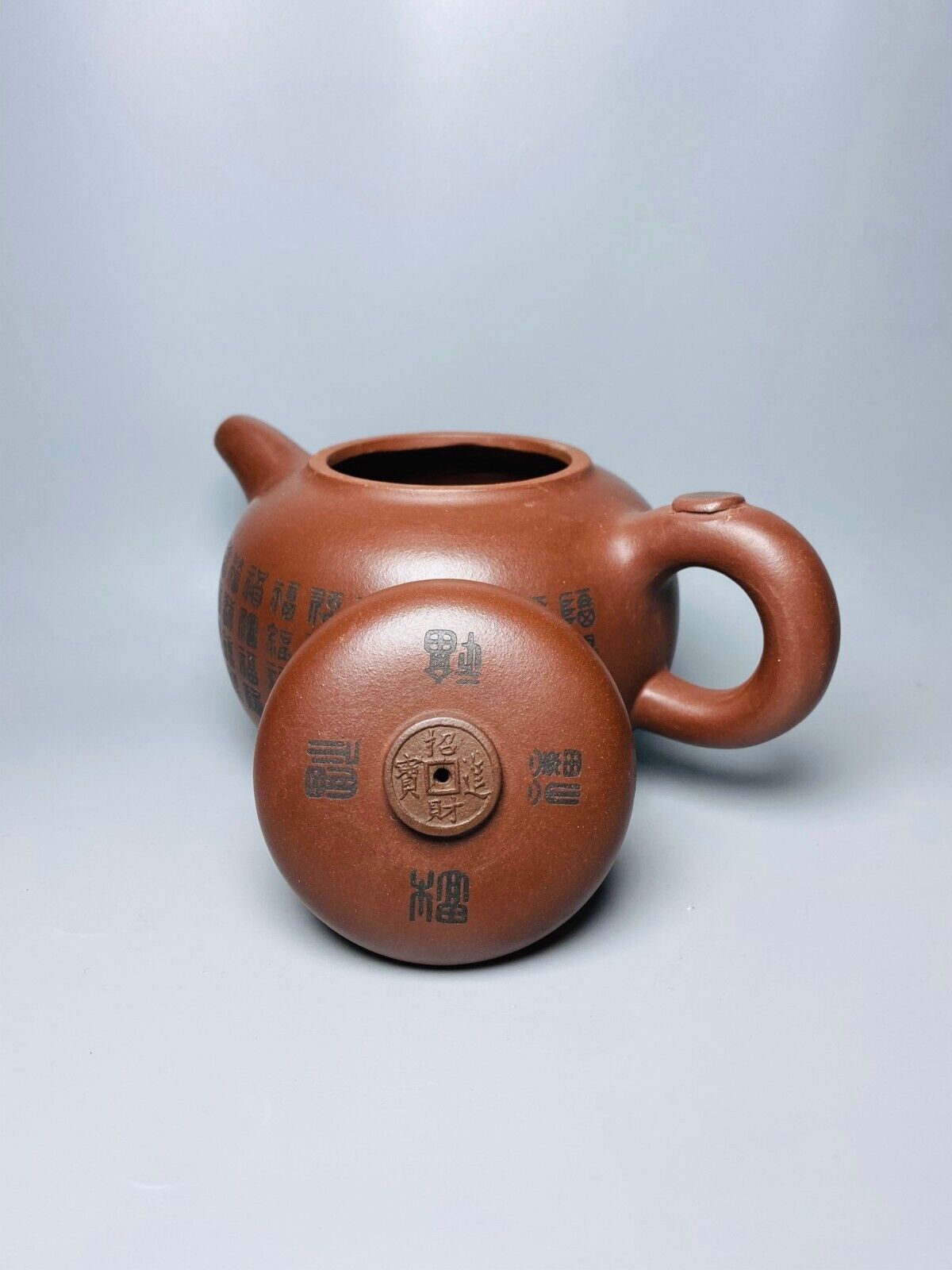 l-0Chinese Yixing Zisha Clay Handmade Exquisite Teapot （百福壶 底款：顾景舟）