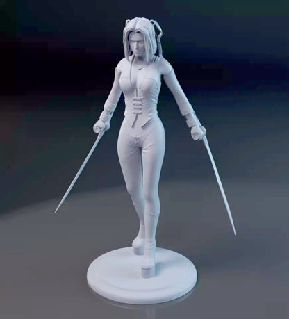 1/18 resin figure model kit Double Blade Female Hero 3D Printing Unassembled