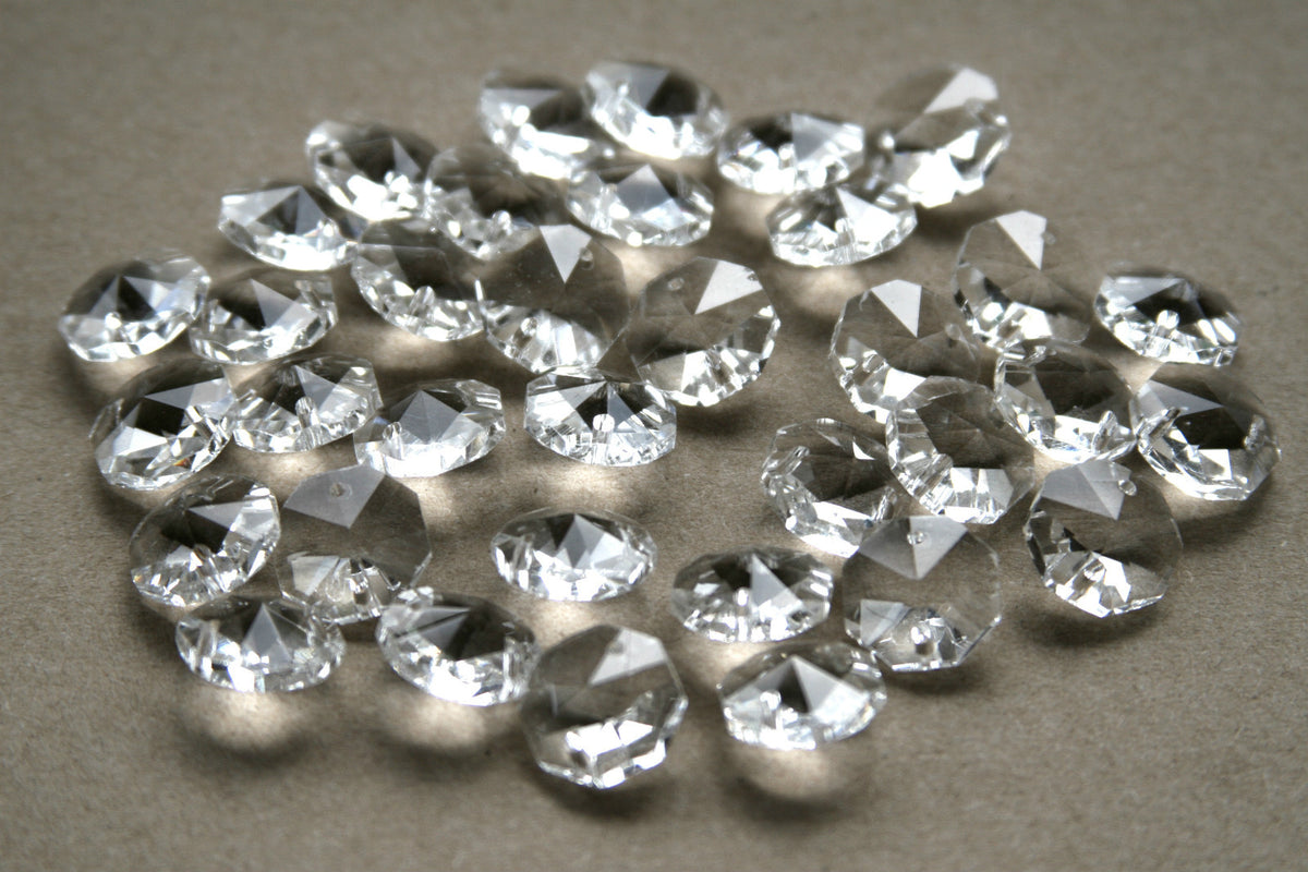 100pcs 16MM Octagon Crystal Glass Chandelier Prisms Beads Lamp Repair Refurbish