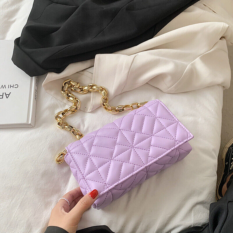 PU Leather Shoulder Square Bags Women's Small Chain Flap Handbag Travel Bag