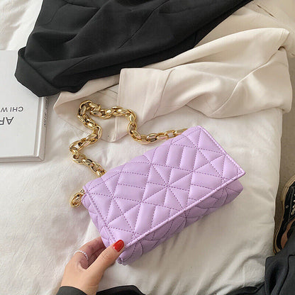 PU Leather Shoulder Square Bags Women's Small Chain Flap Handbag Travel Bag