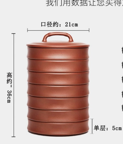 chinese Yixing Handmade Caddy Zisha Canister Pu'er tea cake storage with lid Jar