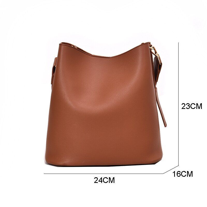 Casual Wide Strap Bucket Bag Shoulder Crossbody Bag Large Purse Messenger Bags