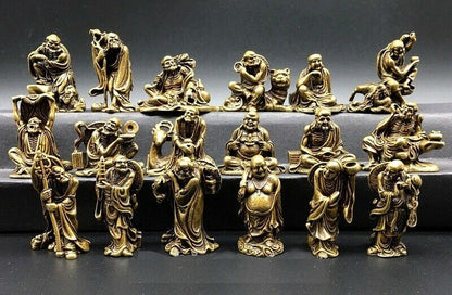 18x Brass Eighteen Lohan Buddha Arhat Statue Chinese Buddhism Disciples Decor