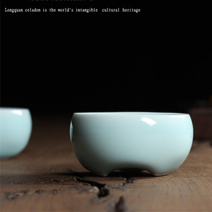 Longquan Porcelain Tea Cup Double Fish Set Marked Cup 55ml Longquan Celadon Cup