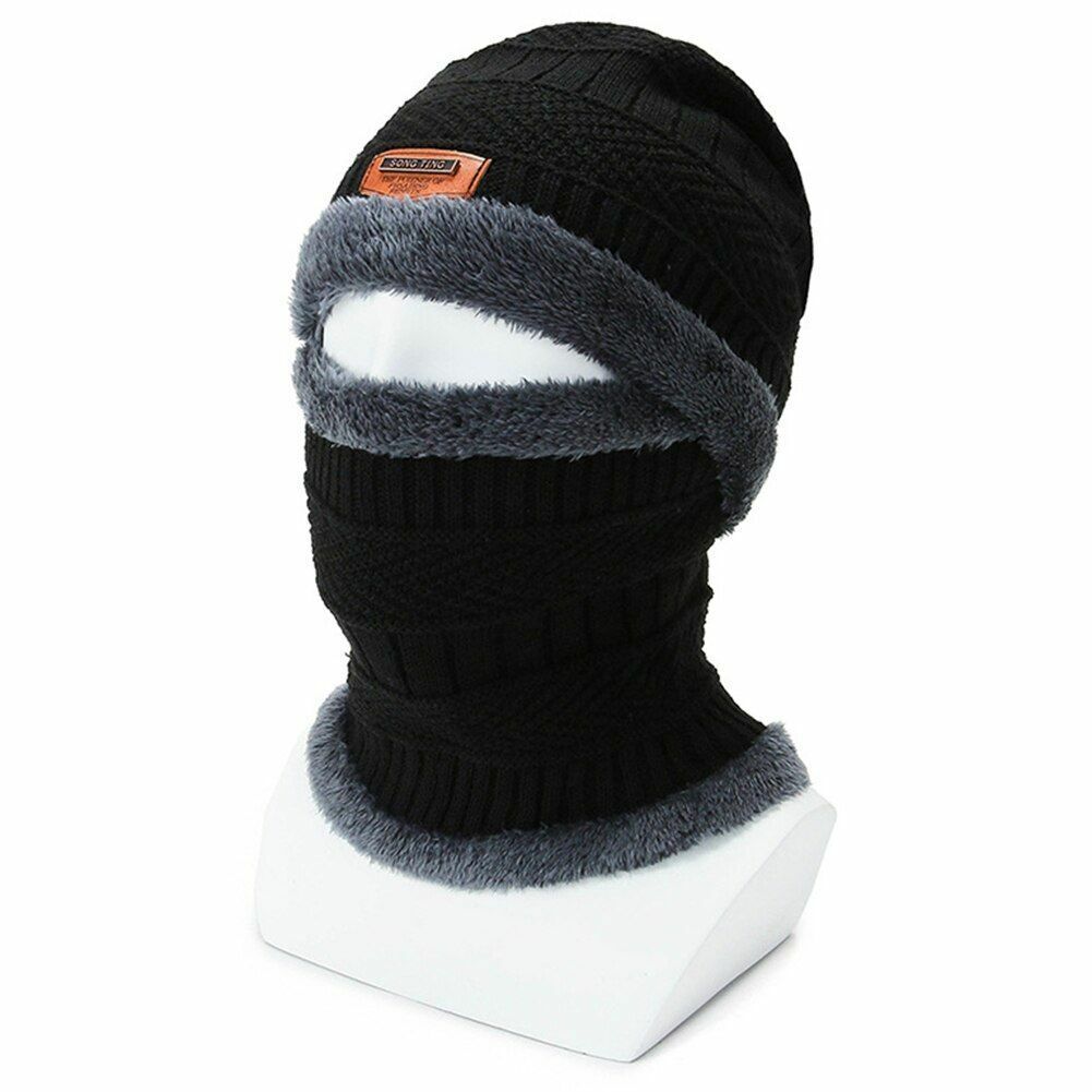 Winter Hat Knitted Neck Collar Thermal Beanie Cap Outdoor Camping Hiking Travel