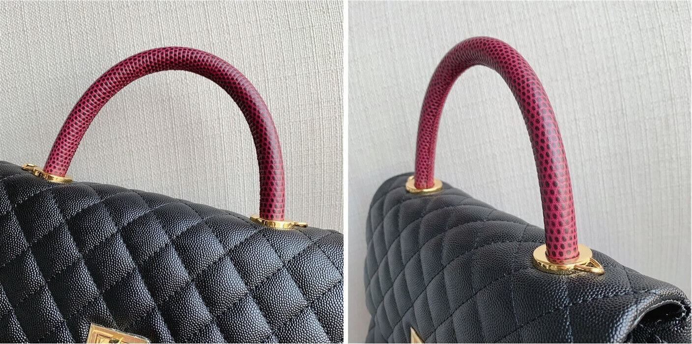 Caviar Effect Quilted Leather Small Flap Purse Chain Shoulder bag Tote Handbag