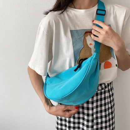 Crossbody Canvas Sling Bag Hobos Chest Students Shoulder Bag Adjustable Straps