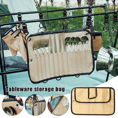 Foldable Outdoor Camping Cutlery Storage Bag Chef Knife Bag Roll Bag Carry Case