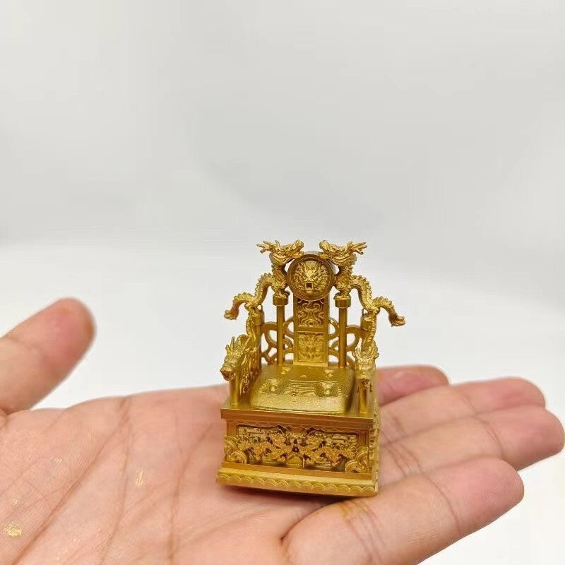 Chinese Emperor Dragon Throne Statue Screen Chair Pedal Display Model