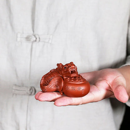 Yixing PurpleTea Pet Luck Cornucopia Fish Figurine Ornaments Handmade Sculpture