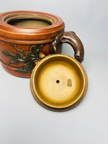 l-0Chinese Yixing Zisha Clay Handmade Exquisite Teapot （双色桃子壶 底款：汪寅仙）