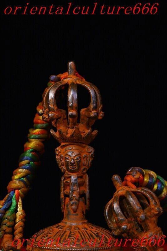 Tibet bronze Bell Chung chimes clock Vajra Dorje Phurpa Exorcism Talisman set