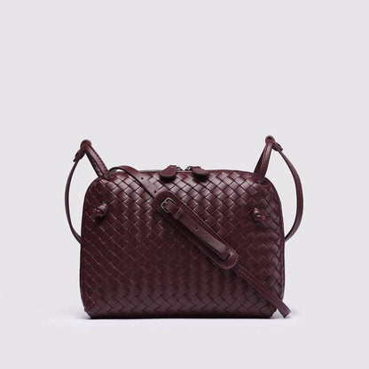 Woven Square Bag Genuine Leather Small Purse Single Shoulder Bag Crossbody Pouch