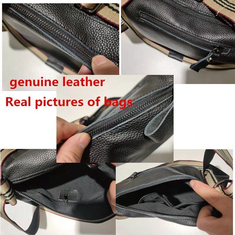 Genuine Leather Handbags Cowhide Shoulder Bags Fashion Crossbody Purse Polyester