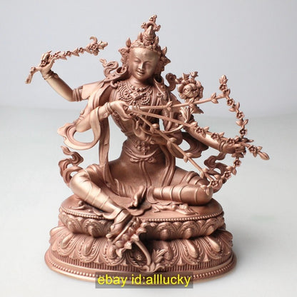 12cm Red Copper Carving Kurukulle Buddha Statue Tibet Buddhism Red Tara Goddess