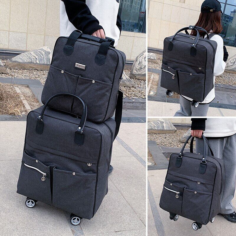 2PCS/SET Wheeled Bag Women Travel Backpack Girl Wheels Trolley Bags Suitcase Bag