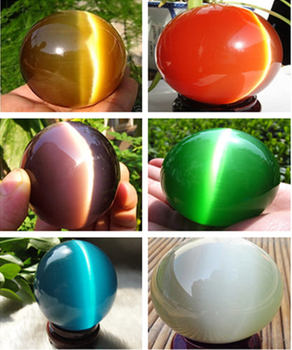 Beautiful ASIAN QUARTZ CAT EYE CRYSTAL HEALING BALL SPHERE 40-100MM
