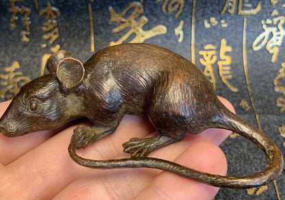 china bronze fengshui mouse Figure statue netsuke collectable table decoration