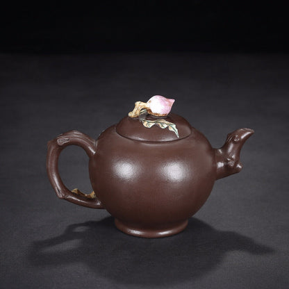 Chinese Yixing Zisha Clay Handmade Exquisite Teapot （寿桃 底款：朱可心）