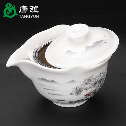 Anti Scald Lid Bowl, Tea Cup, Large Ceramic Tea Cup, Hand-held Teapot