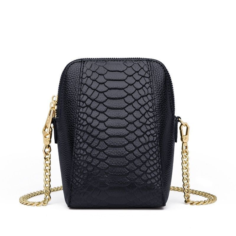Mini Bag Genuine Leather Serpentine Pattern Bag Crossbody Purse 11*7*17CM 1Strap