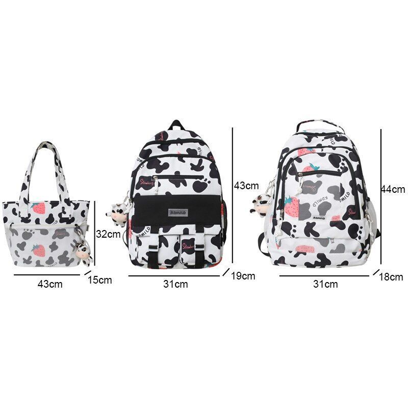 Large Capacity Cow Grain Bag Mesh Backpack Leisure Students Schoolbag 44*18*31CM