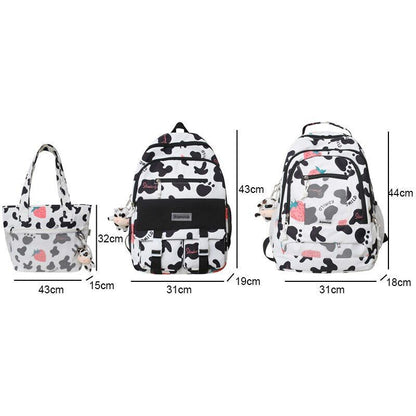 Large Capacity Cow Grain Bag Mesh Backpack Leisure Students Schoolbag 44*18*31CM