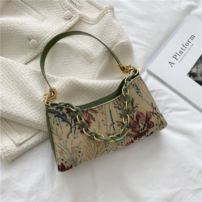 Shoulder Bag Handbags Oil Painting Printed Thick Small Purse Handbags Tote Bags