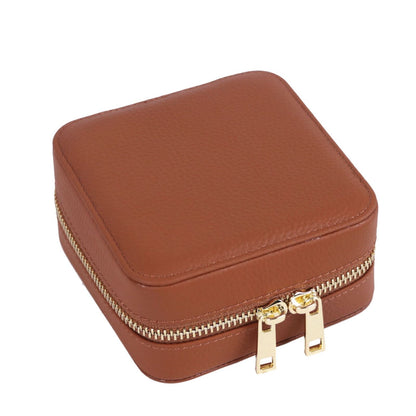 Customized Genuine Leather Earrings Ring Case Jewelry Storage Box 11.5*11.5*6 CM