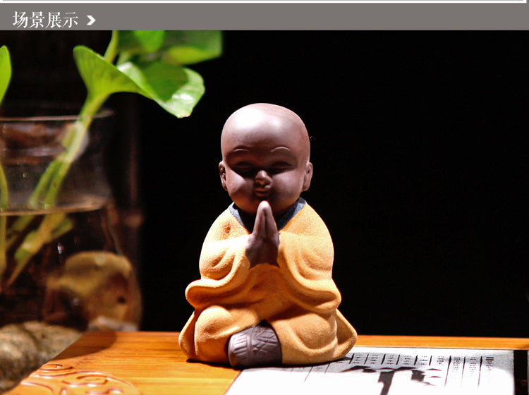 yixing zisha tea pet home ornament Chinese handmade Buddhist statue monk small