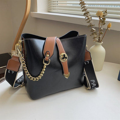 Small Bucket Shoulder Bag Synthetic Leather Messenger Bag Crossbody Bags Casual
