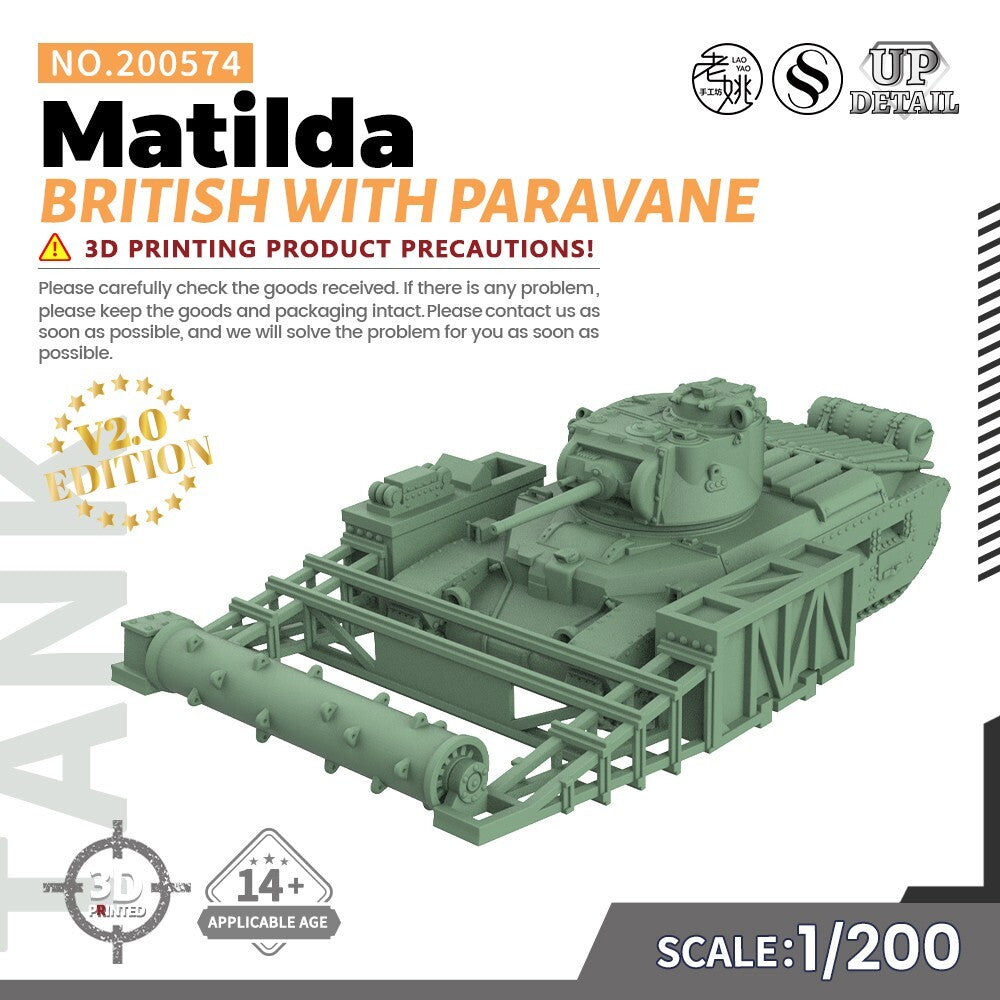 SSMODEL SS574 1/200 1/220 Military Model Kit British Matilda With Paravane