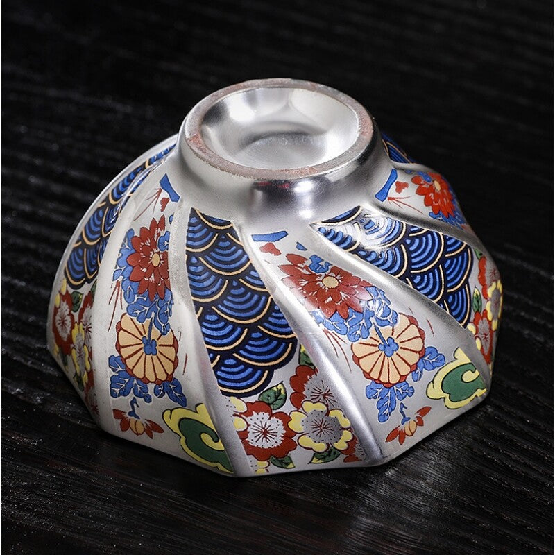 Pure Silver Tea Cup Porcelain Color Enamel Master Cup Jianzhan Sterling Silver