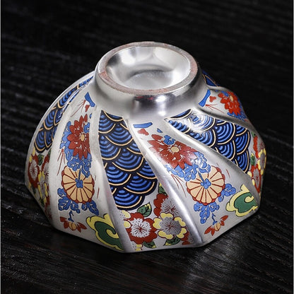 Pure Silver Tea Cup Porcelain Color Enamel Master Cup Jianzhan Sterling Silver