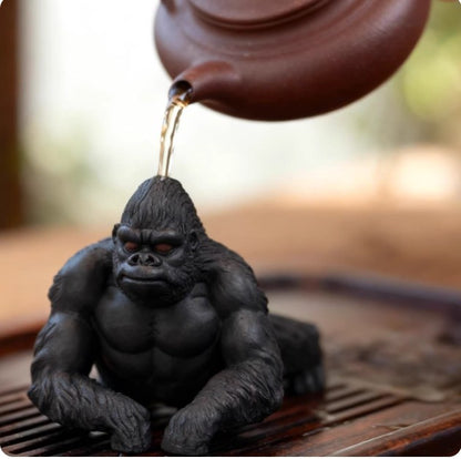 chinese yixing accessories zisha tea pet King Kong decoration black Clay Gorilla