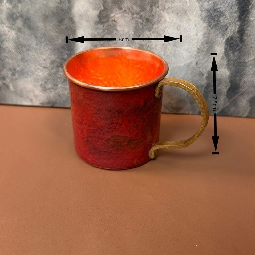 300ml Pure Copper Cup 3.15×2.95in Retro Fire Oxidation Handmade Coffee Mug