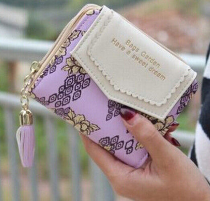 Lady Mini Handbag Leather Coin Purse Women Wallet Card Clamps Cash Clip Billfold