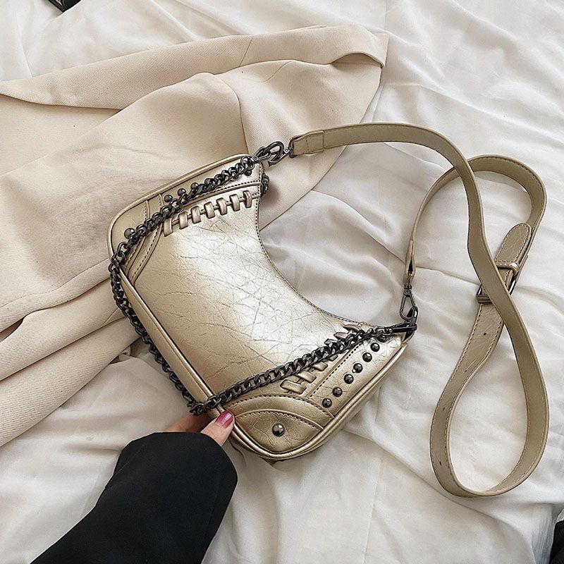 PU Leather Shoulder Bag Handbags Chain Rivet Crossbody Bag Underarm Bags Purses