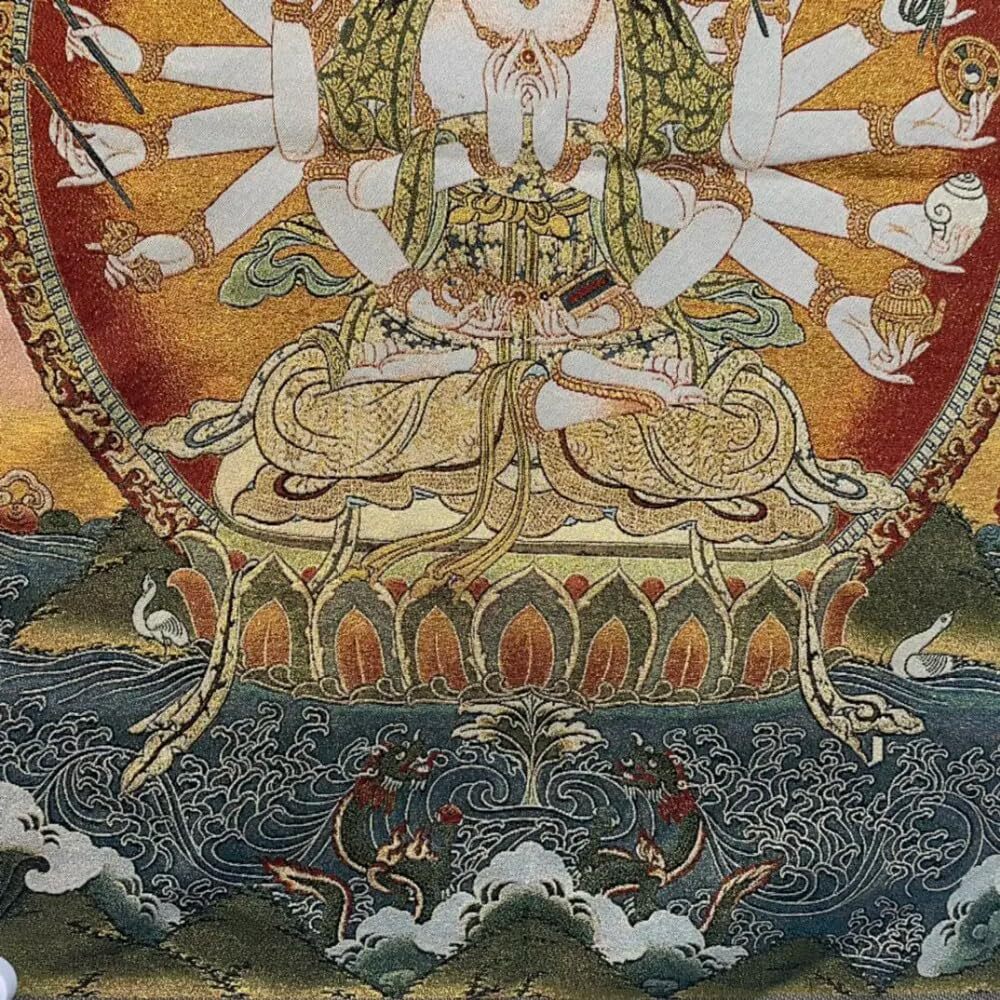 60cm Tibetan Thangka Embroidery Bodhisattva Buddha Wall Hanging Art Handicraft