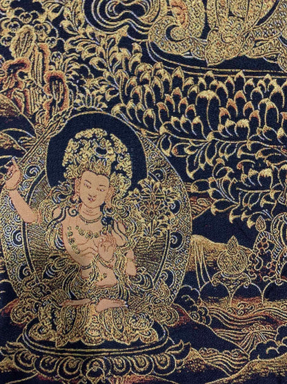 36" Tibet Tibetan Cloth Silk Buddhism 4 Arms Guanyin Buddha Tangka Thangka Mural