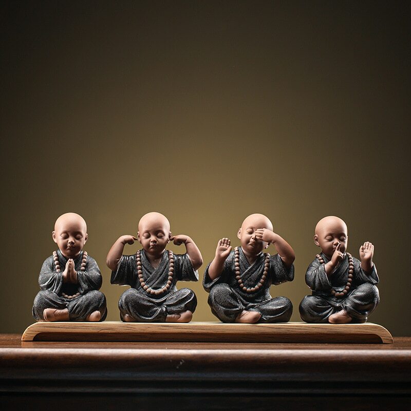 Chinese Yoga Monk Ornaments Home Decoration Ceramic Little Monk Buddha Statue