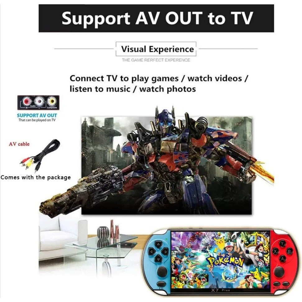 X7 Plus 5.1" Dual Joystick Portable Handheld Game Console Built-in 10000+ Games