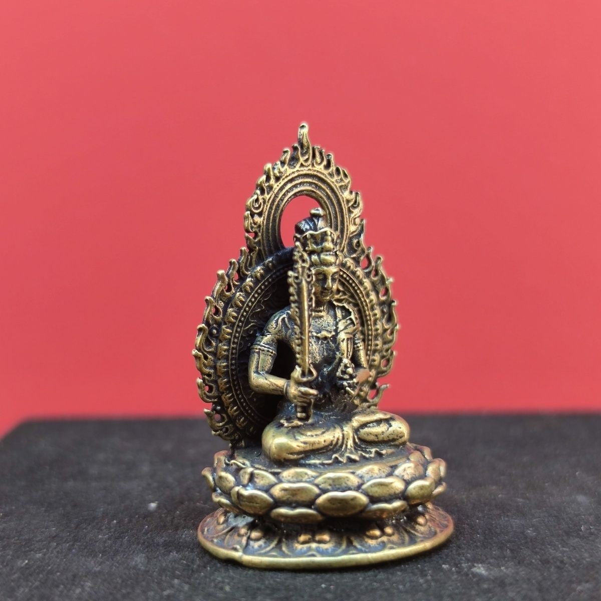 1.7 inch Solid Brass Akasagarbha Bodhisattva Mini Statue Religious Offerings