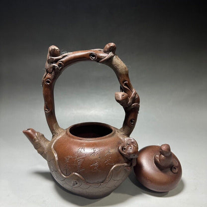 Chinese Yixing Zisha Clay Handmade Exquisite Teapot（五代封侯 底款：时大彬）