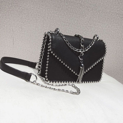 2 Layers Fringe Tassel Synthetic Leather Handbag Vintage Shoulder Bag 17*14*6 CM