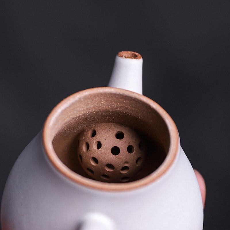 White Ceramic Teapots Chinese Kungfu Tea Pot Pottery Handmade Pot Drinkware