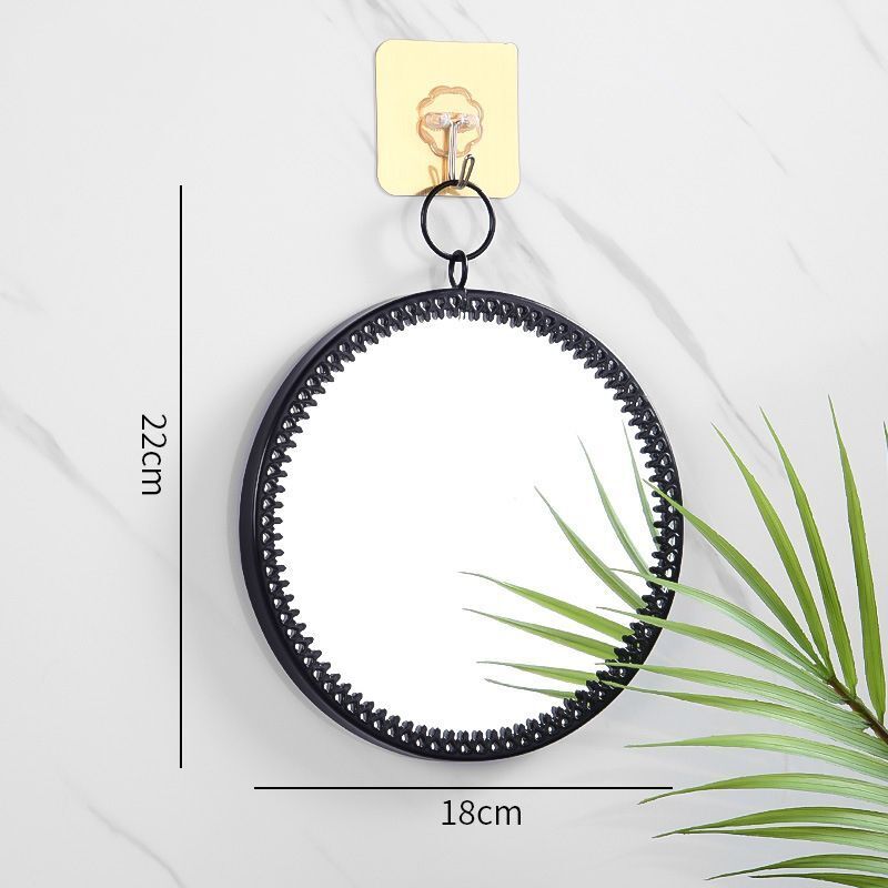 Wall Hanging Mirror Nordic Glass Metal Round Bedroom Bathroom Decoration 27x34cm